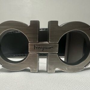 Salvatore Ferragamo Black Belt with Metal Buckle